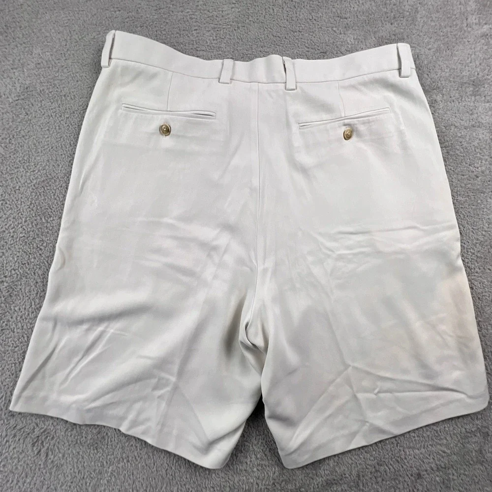 Tommy Bahama Silk Shorts Mens‎ 36 White Relax Flat Front Tropical Beach Casual